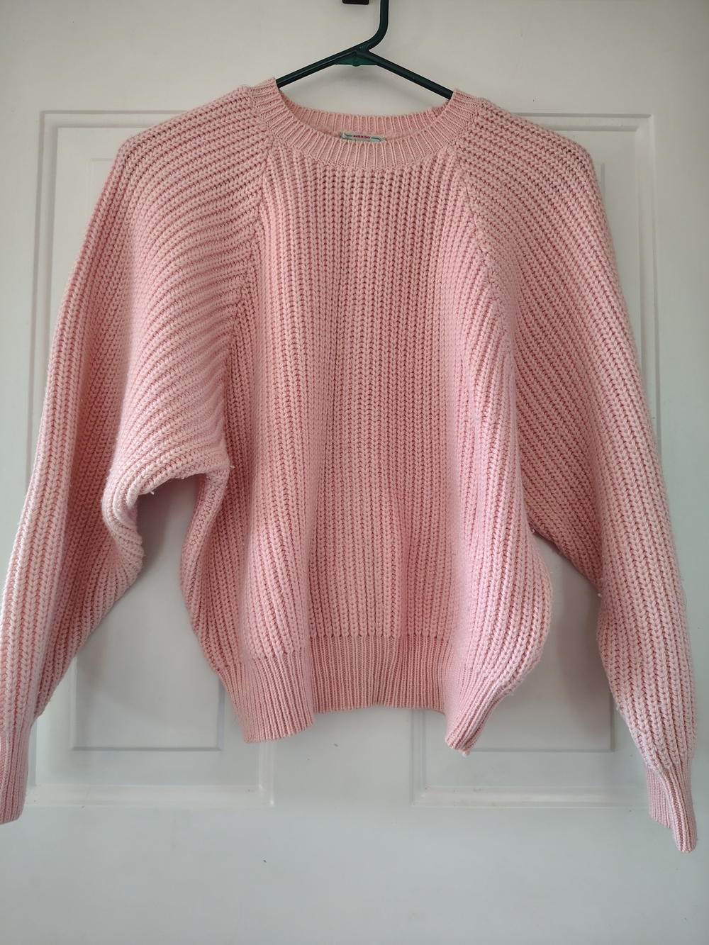 VTG 80s Benetton Made in Italy Pink Heavy Knit Sweater Oversized Chunky